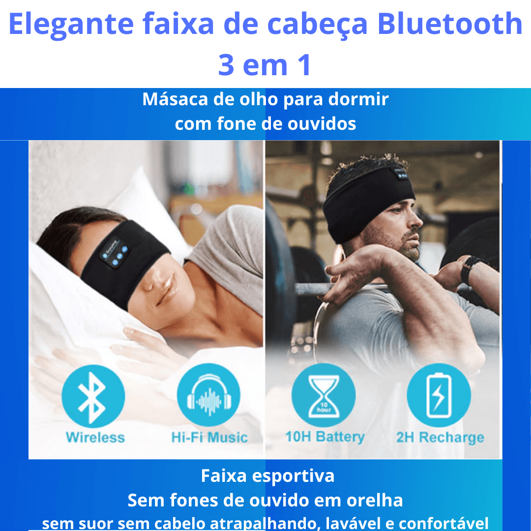 Fone de ouvido bluetooth sem fio, fone de ouvido com faixa de dormir