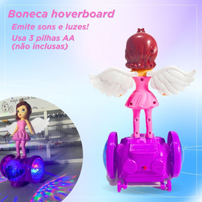 Boneca Hoverboard Giratória Anjo Dançarina Com Som E Luz