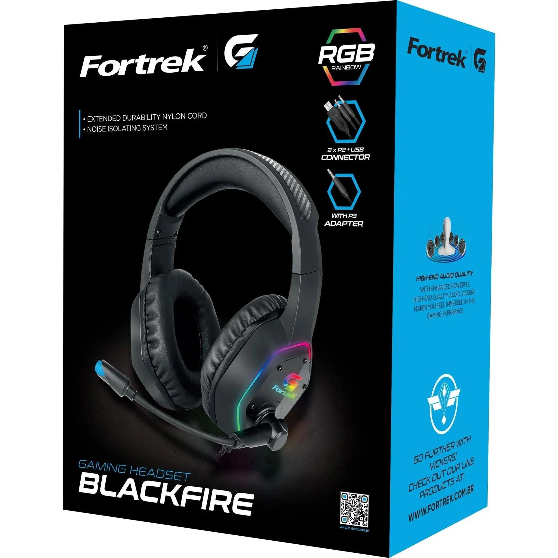 Headset Gamer Fortrek Blackfire P2 + USB RGB Preto - William Eletrônicos