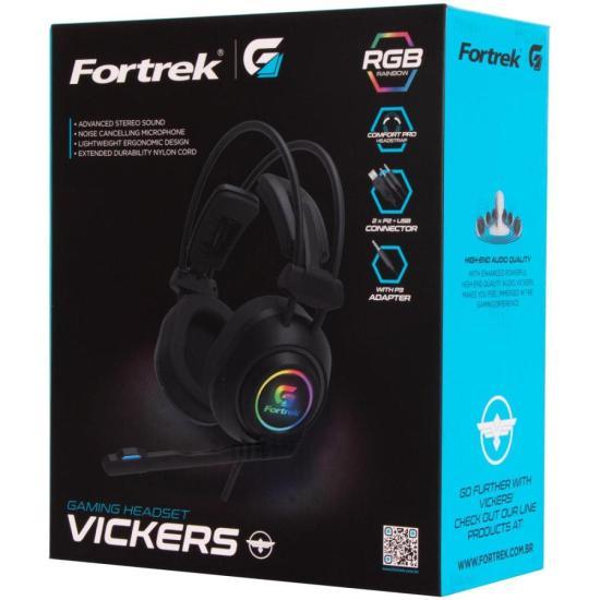 Headset Gamer Fortrek Vickers P2 + USB RGB Preto - William Eletrônicos