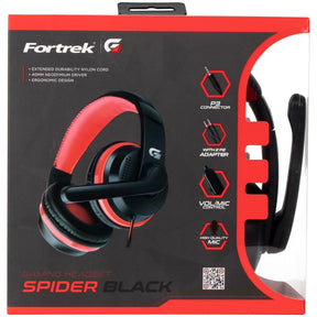 Headset Gamer Fortrek Spider Black P3 Preto/Vermelho - William Eletrônicos