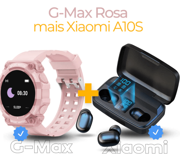 Combo Smartwatch G-Max Sports à Prova D'água Mais Fone de Ouvido A-10S Xiaomi Bluetooth Estéreo - William Eletrônicos