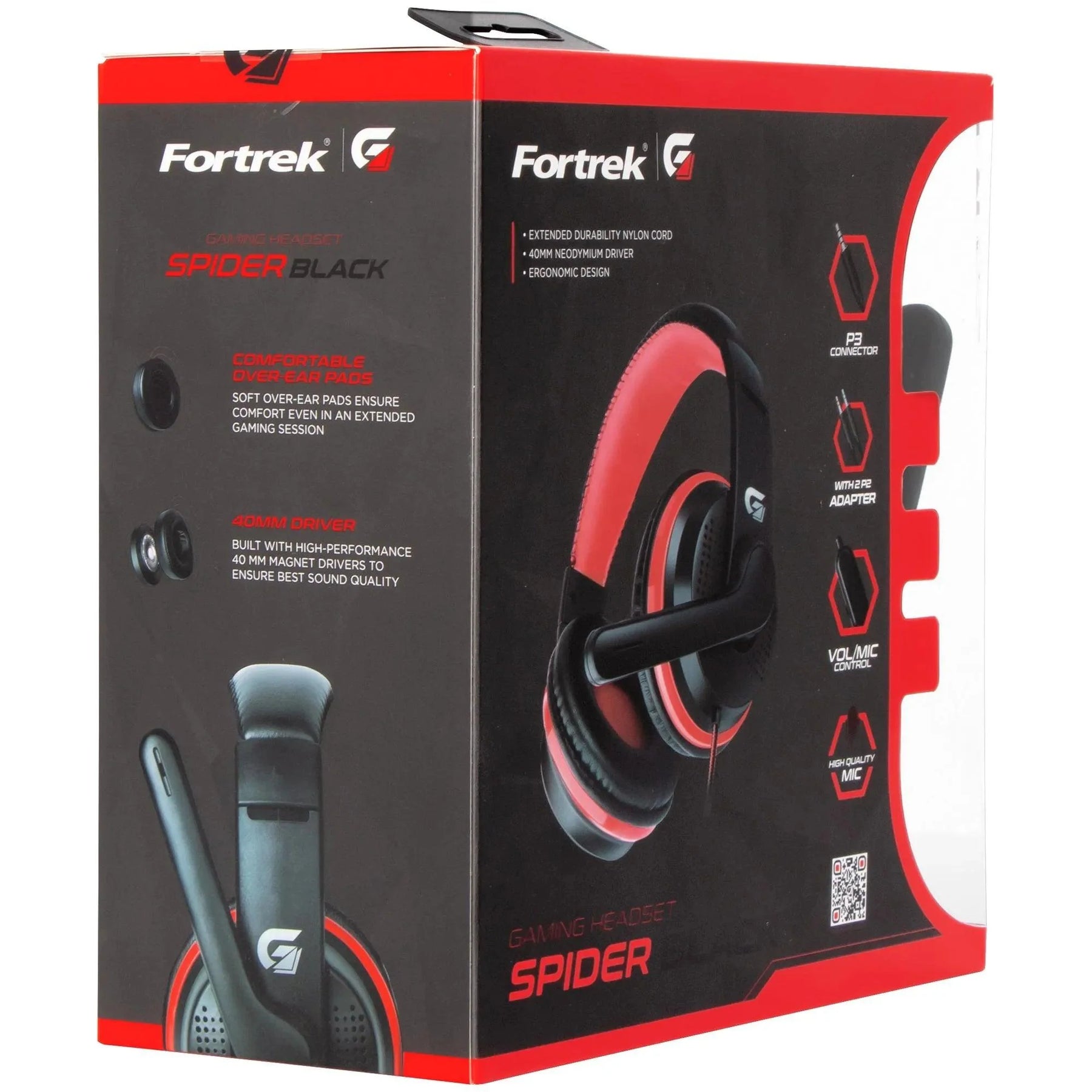 Headset Gamer Fortrek Spider Black P3 Preto/Vermelho - William Eletrônicos