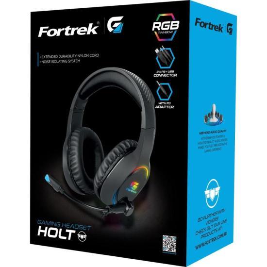 Headset Gamer Fortrek Holt P2 + USB RGB Preto - William Eletrônicos