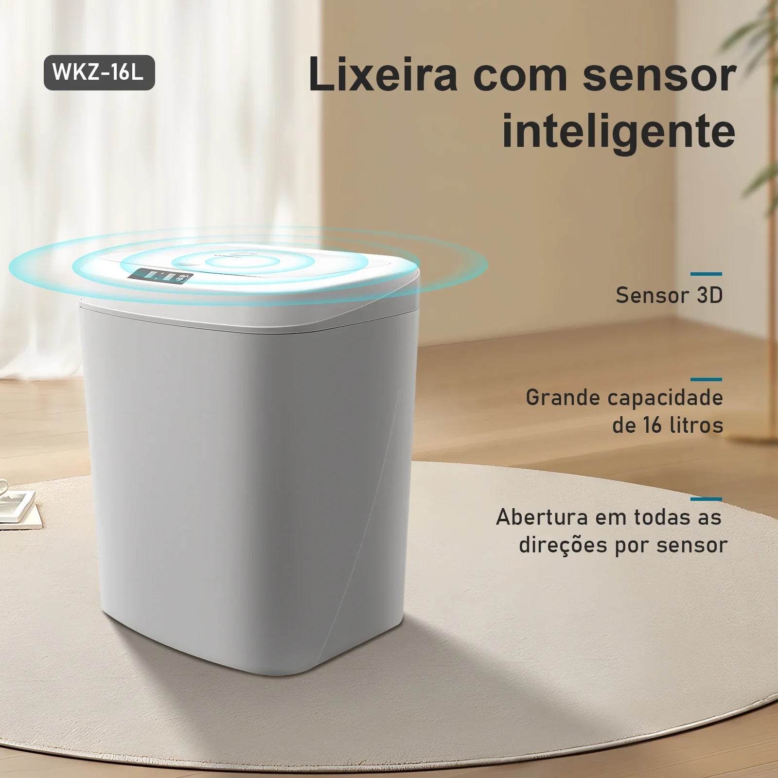 Lata de lixo sensor de toque automático