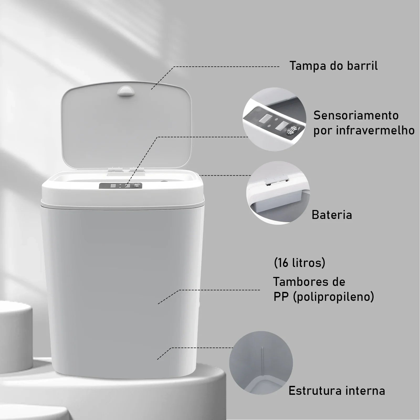 Lata de lixo sensor de toque automático