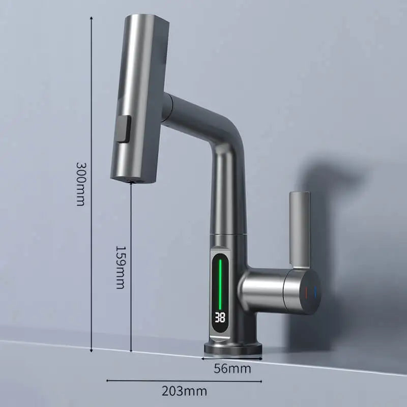 Torneira Digital com LED Indicador de Temperatura - Misturador Quente e Frio