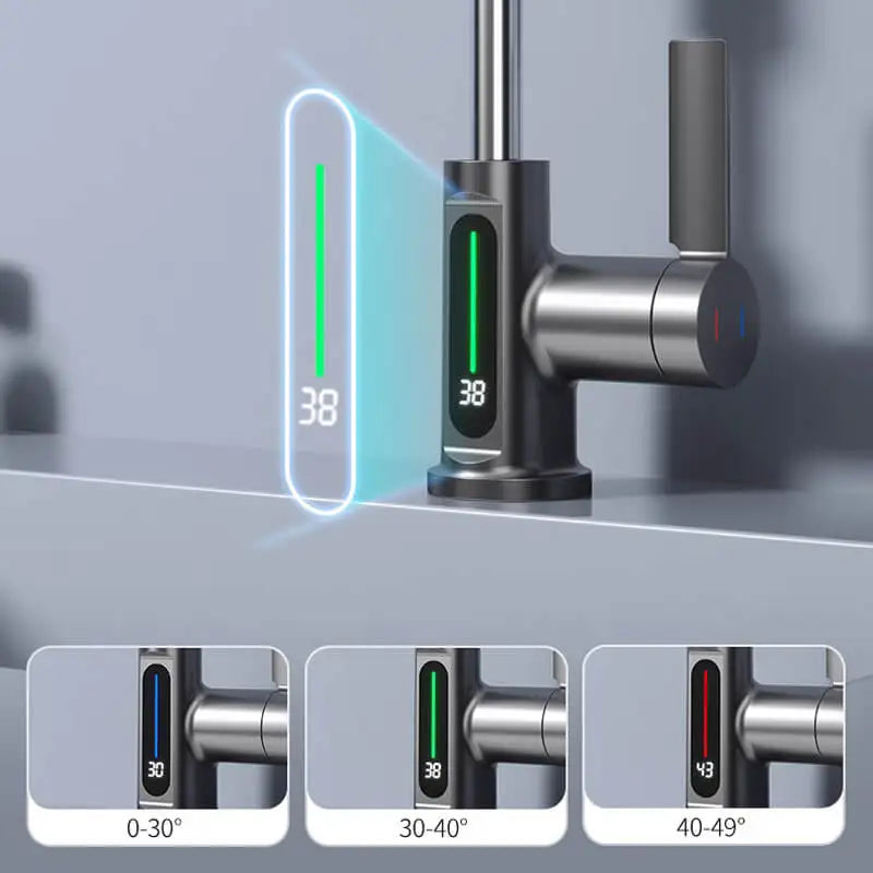 Torneira Digital com LED Indicador de Temperatura - Misturador Quente e Frio