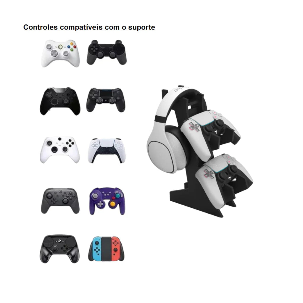 Suporte Organizador para Controles e Fone de Ouvido Gamer