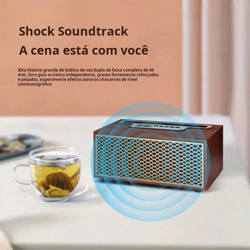 Alto-falante Bluetooth Retrô com Rádio FM e Suporte para Celular - ONEX