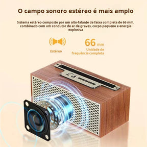 Alto-falante Bluetooth Retrô com Rádio FM e Suporte para Celular - ONEX