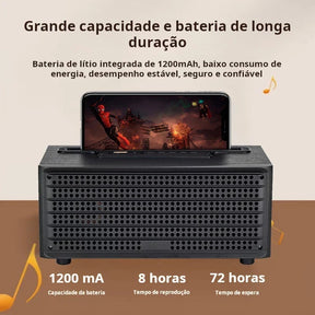 Alto-falante Bluetooth Retrô com Rádio FM e Suporte para Celular - ONEX