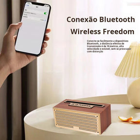 Alto-falante Bluetooth Retrô com Rádio FM e Suporte para Celular - ONEX