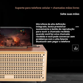 Alto-falante Bluetooth Retrô com Rádio FM e Suporte para Celular - ONEX