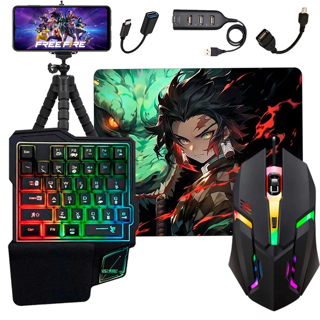 KIT Mobile Completo - Teclado + Mouse Gamer + Mouse Pad + Hub + Tripe