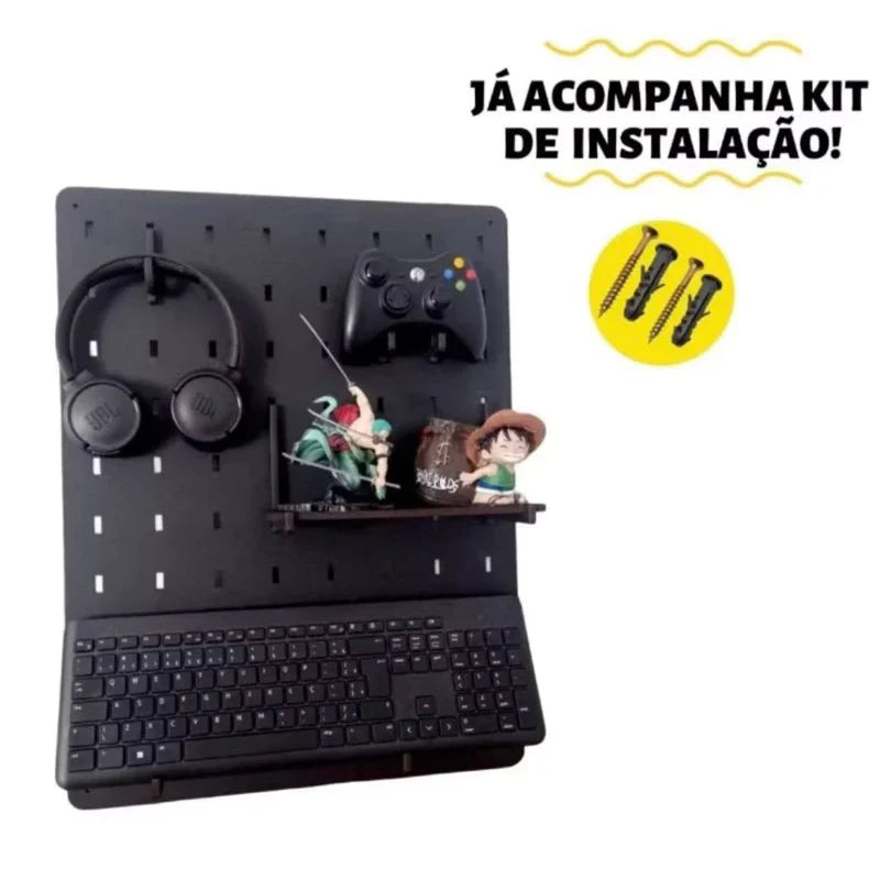 Pegboard Premium em MDF para Setup Gamer - Periféricos e afins