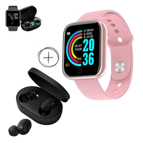 KIT Smartwatch Relógio Inteligente + Fone de Ouvido Sem Fio