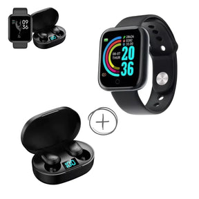 KIT Smartwatch Relógio Inteligente + Fone de Ouvido Sem Fio