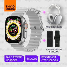 Smartwatch Iwo 16 Ultra Series 8 + Pulseiras + Fone Air Pro Max - William Eletrônicos