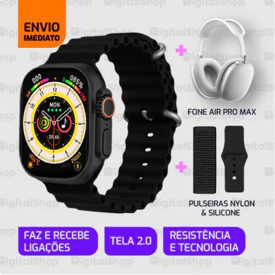 Smartwatch Iwo 16 Ultra Series 8 + Pulseiras + Fone Air Pro Max - William Eletrônicos