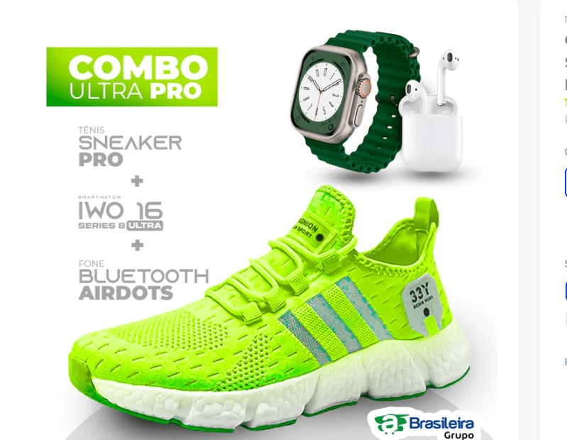 Combo em Oferta 3x1: Tênis NewFit + IWO Series 8 Ultra + Fone Bluetooth Pro - William Eletrônicos