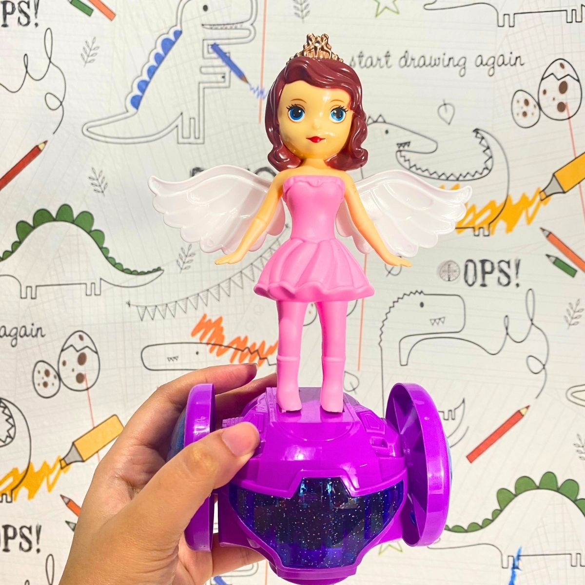 Boneca Hoverboard Giratória Anjo Dançarina Com Som E Luz