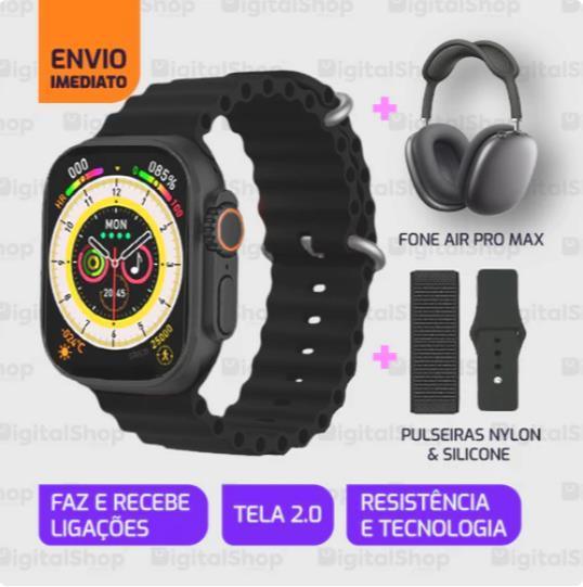 Smartwatch Iwo 16 Ultra Series 8 + Pulseiras + Fone Air Pro Max - William Eletrônicos